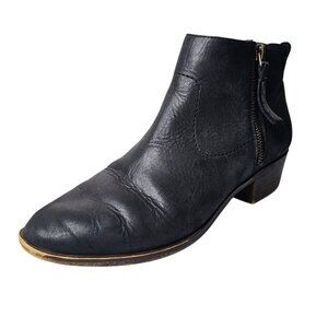 Lucky Brand Size 9 Black Leather Blandre Ankle Booties Boots Low Block Heel
